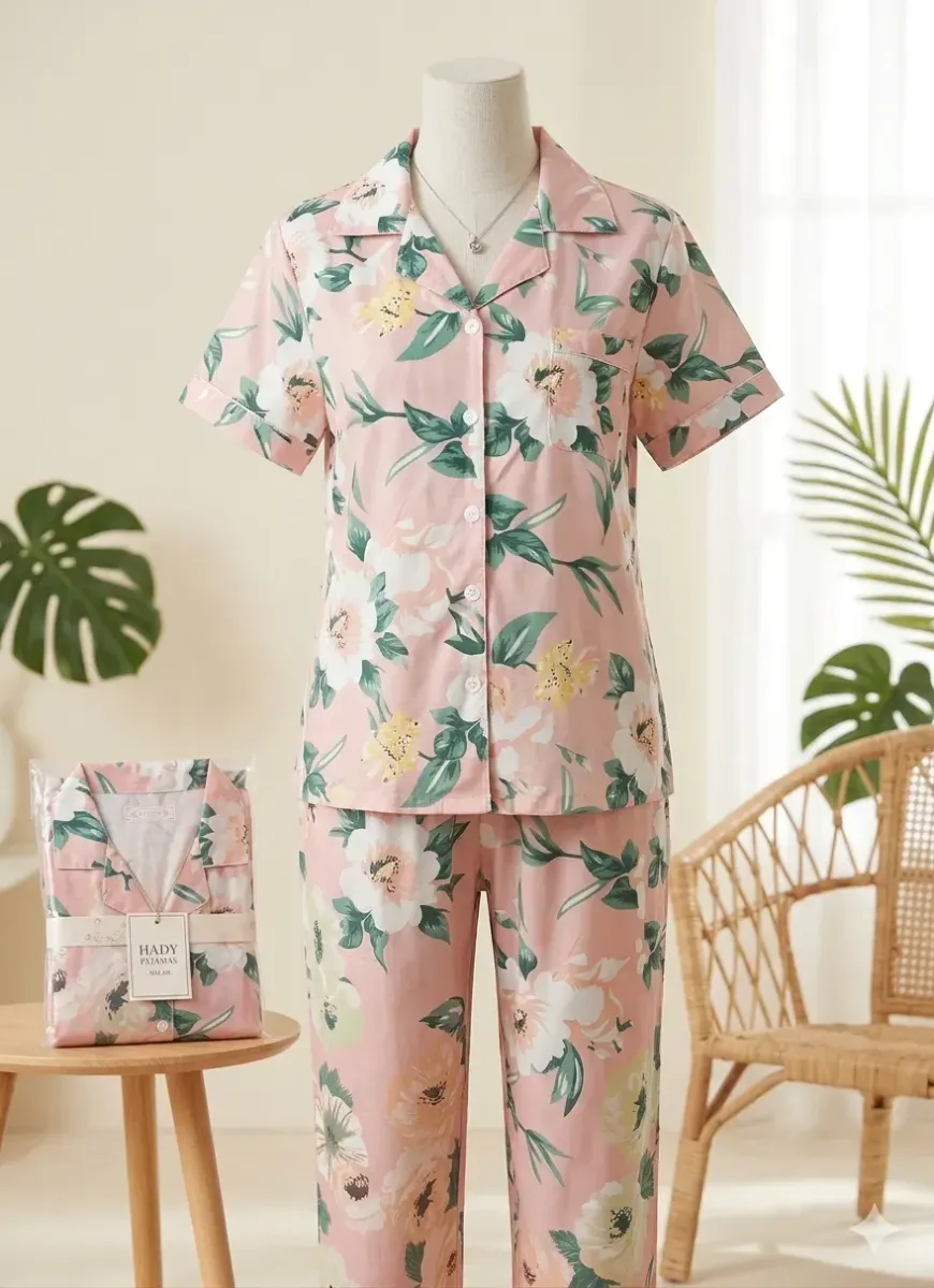 بيجامة قطنية ناعم صيفي قطعتين