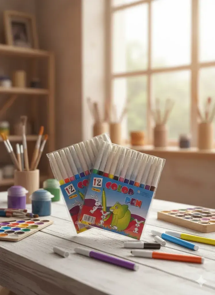 أقلام تلوين مائية 12 لوناً - طقم إبداعي متكامل للرسم