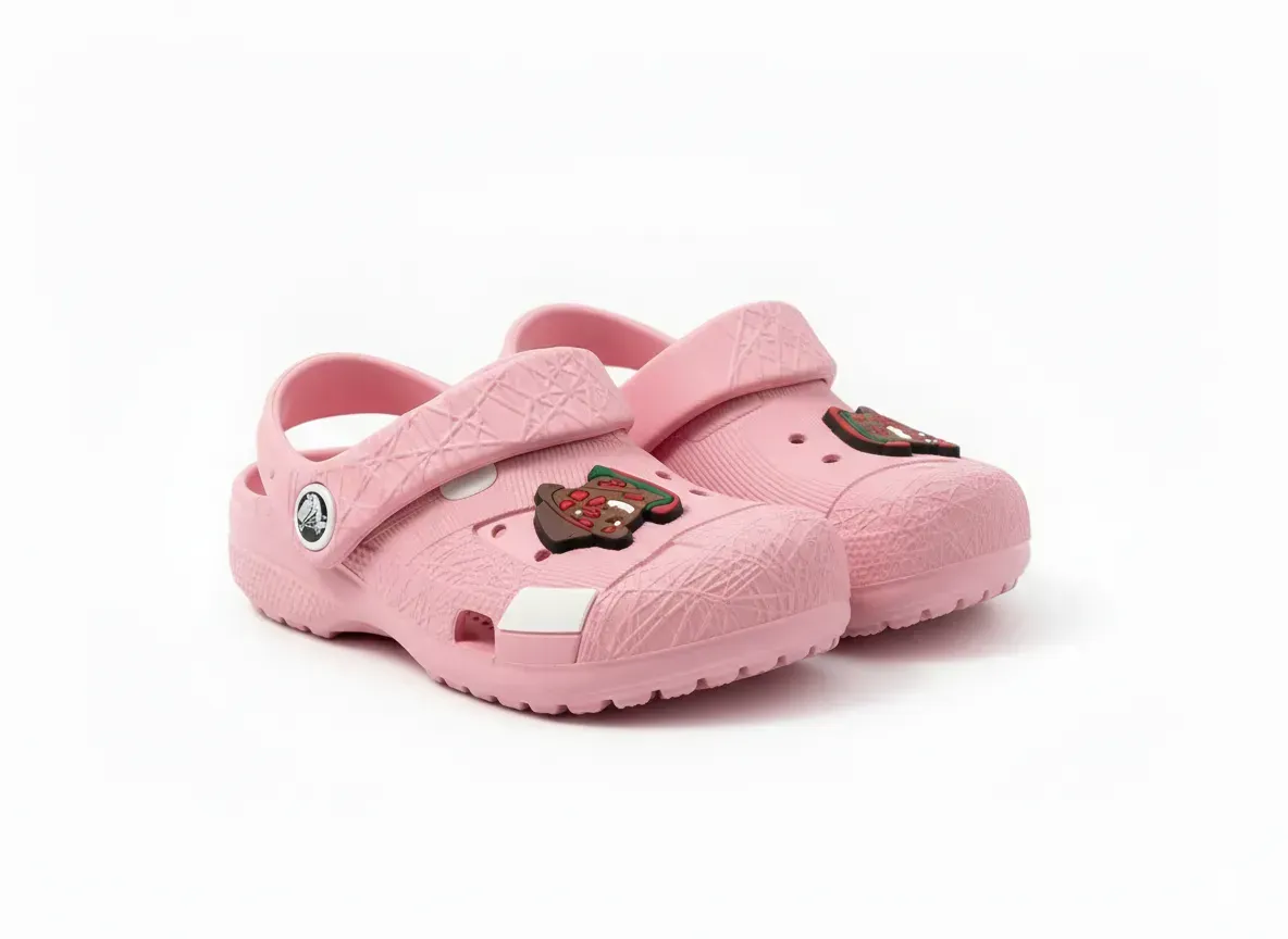 حذاء كروكس (Crocs) للأطفال - "بينك ويني" مع زميرة