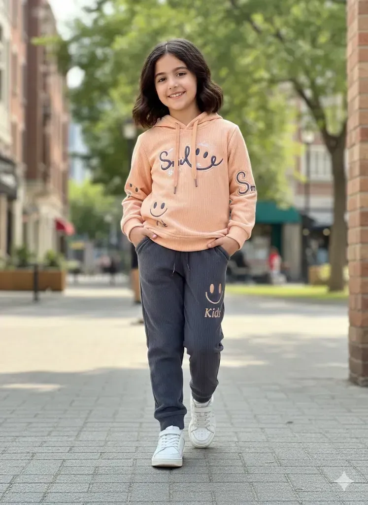 طقم "سمايل" مخمل مضلع بناتي