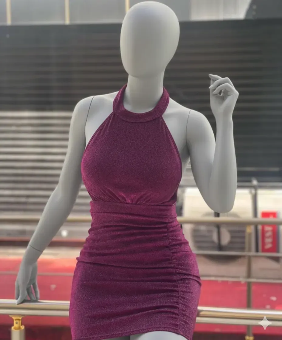 فستان "سحر الأنوثة" (Halter Neck Glitter Dress)